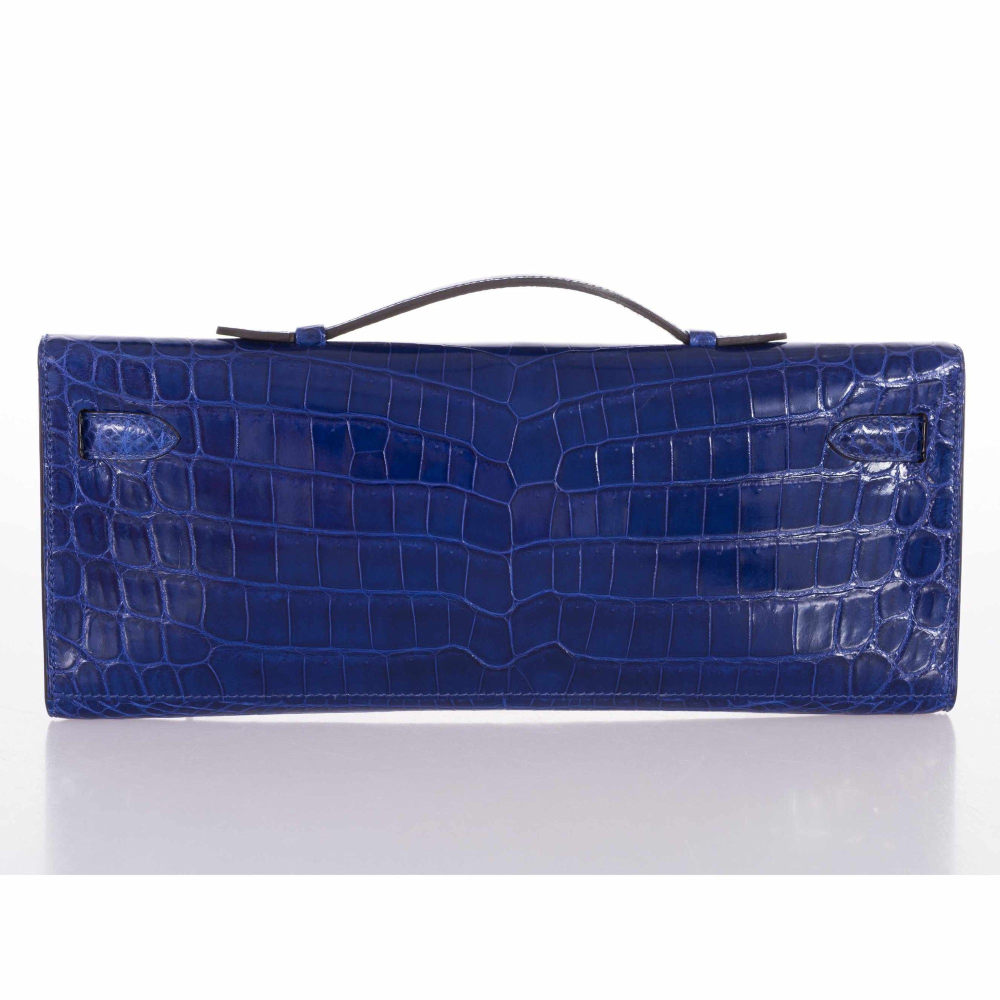 Hermès Kelly Cut Blue Electric Nilo Crocodile Palladium Hardware