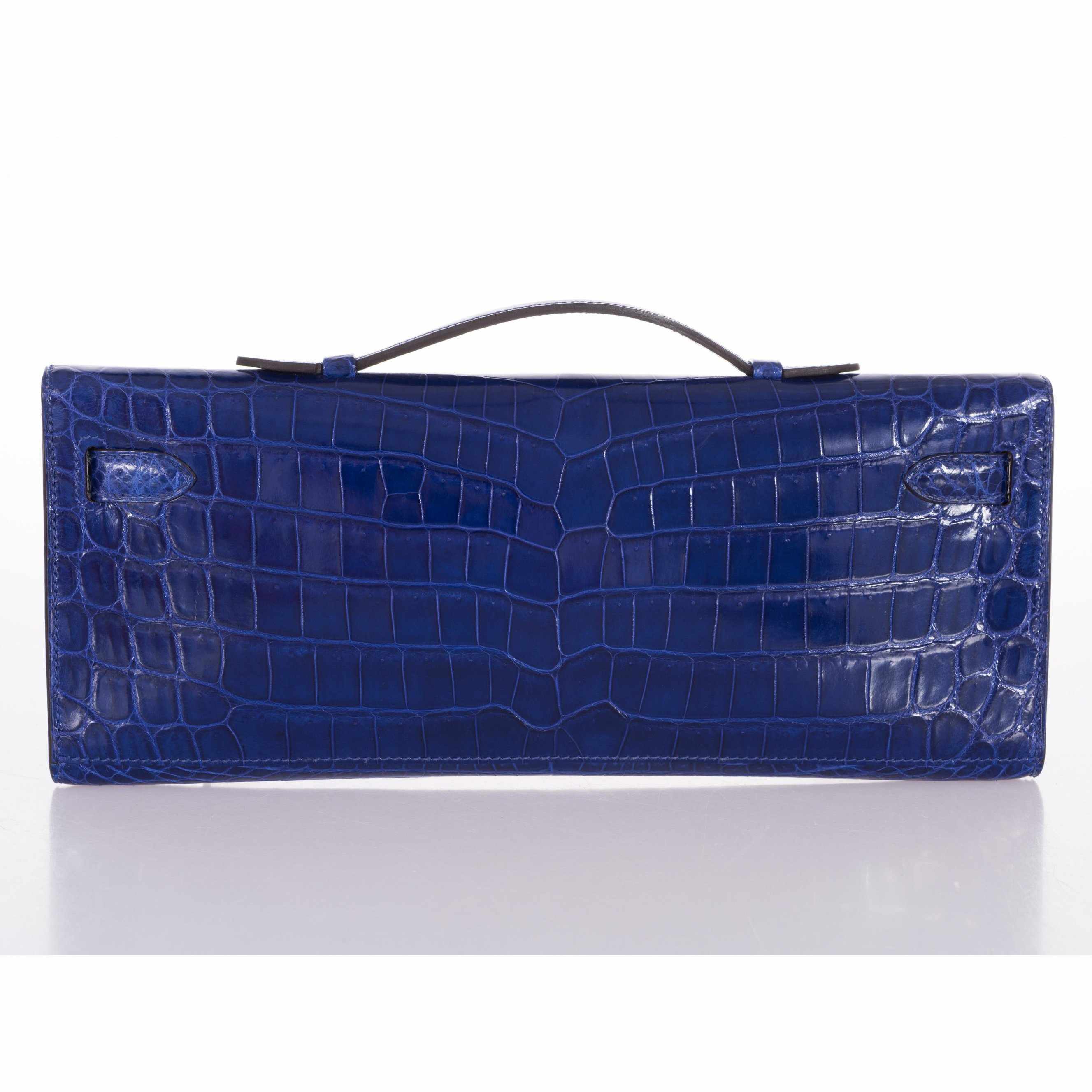 Hermès Kelly Cut Blue Electric Nilo Crocodile Palladium Hardware