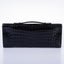 Hermès Kelly Cut Blue Marine Porosus Crocodile with Diamond and White Gold Hardware