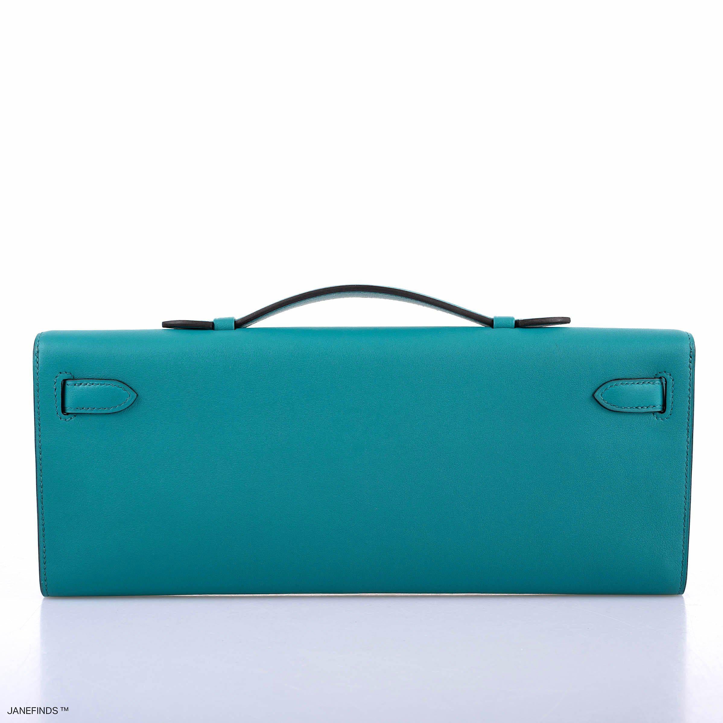 Hermès Kelly Cut Blue Paon Swift leather Gold Hardware