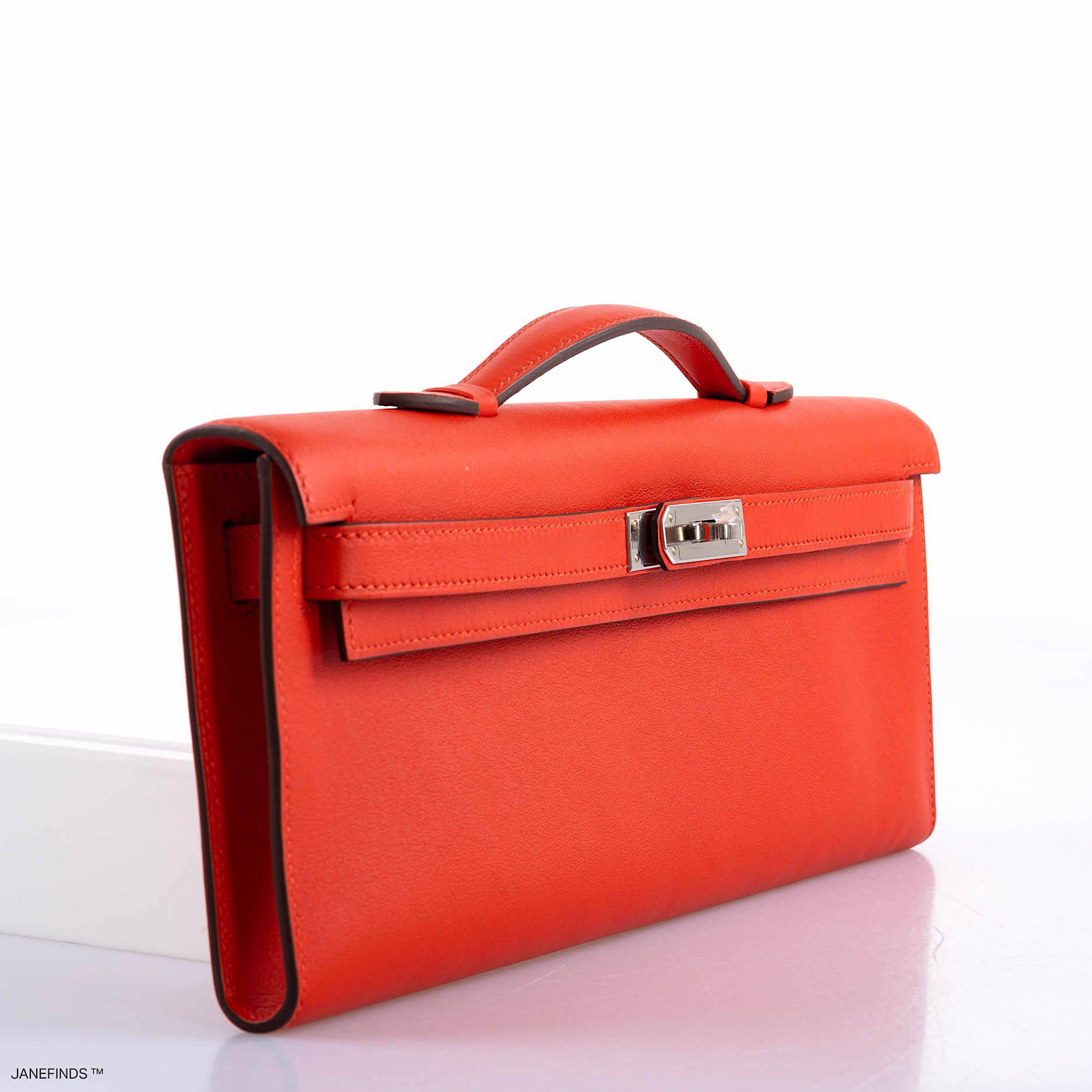 Hermès Kelly Cut Capucine Swift leather Palladium Hardware