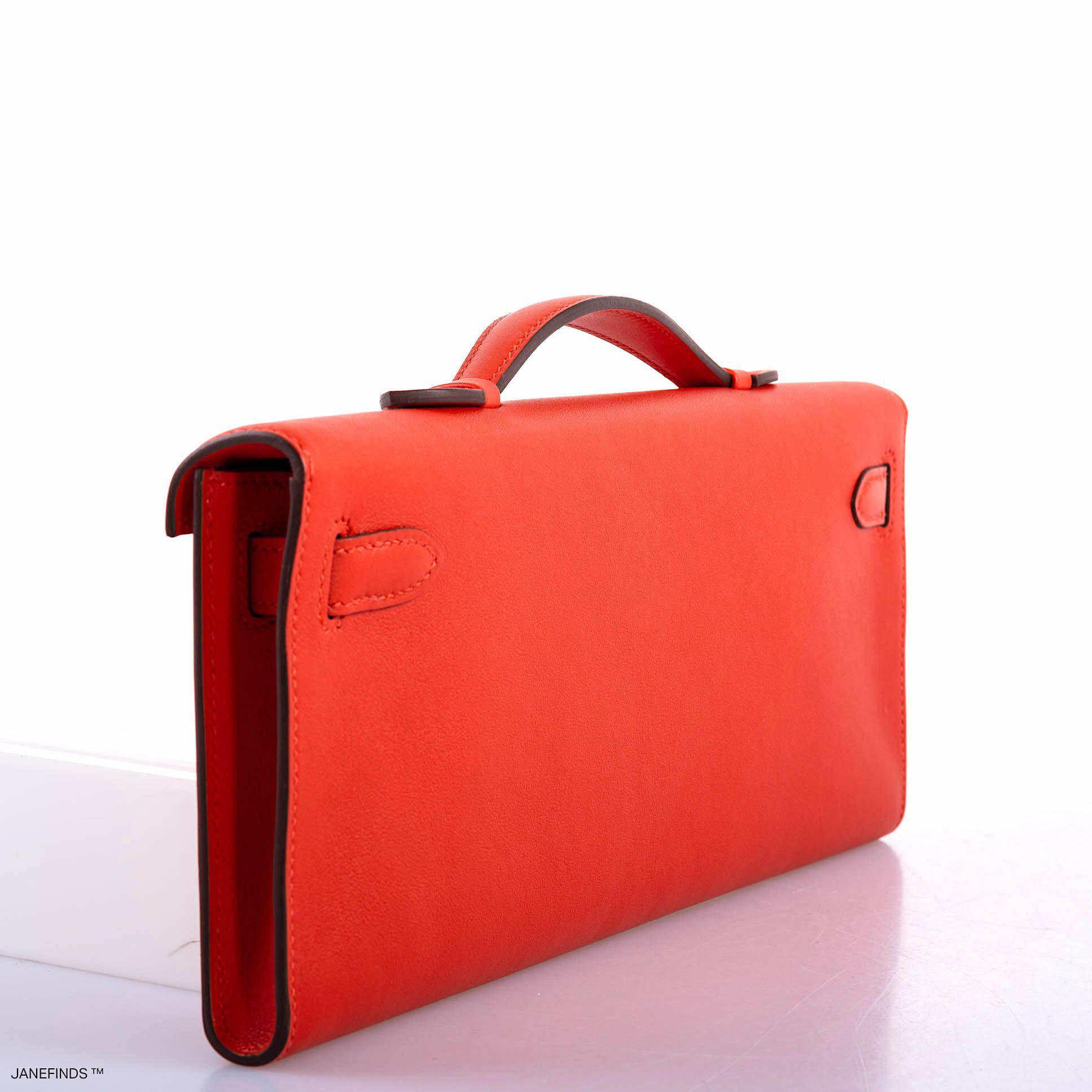 Hermès Kelly Cut Capucine Swift leather Palladium Hardware