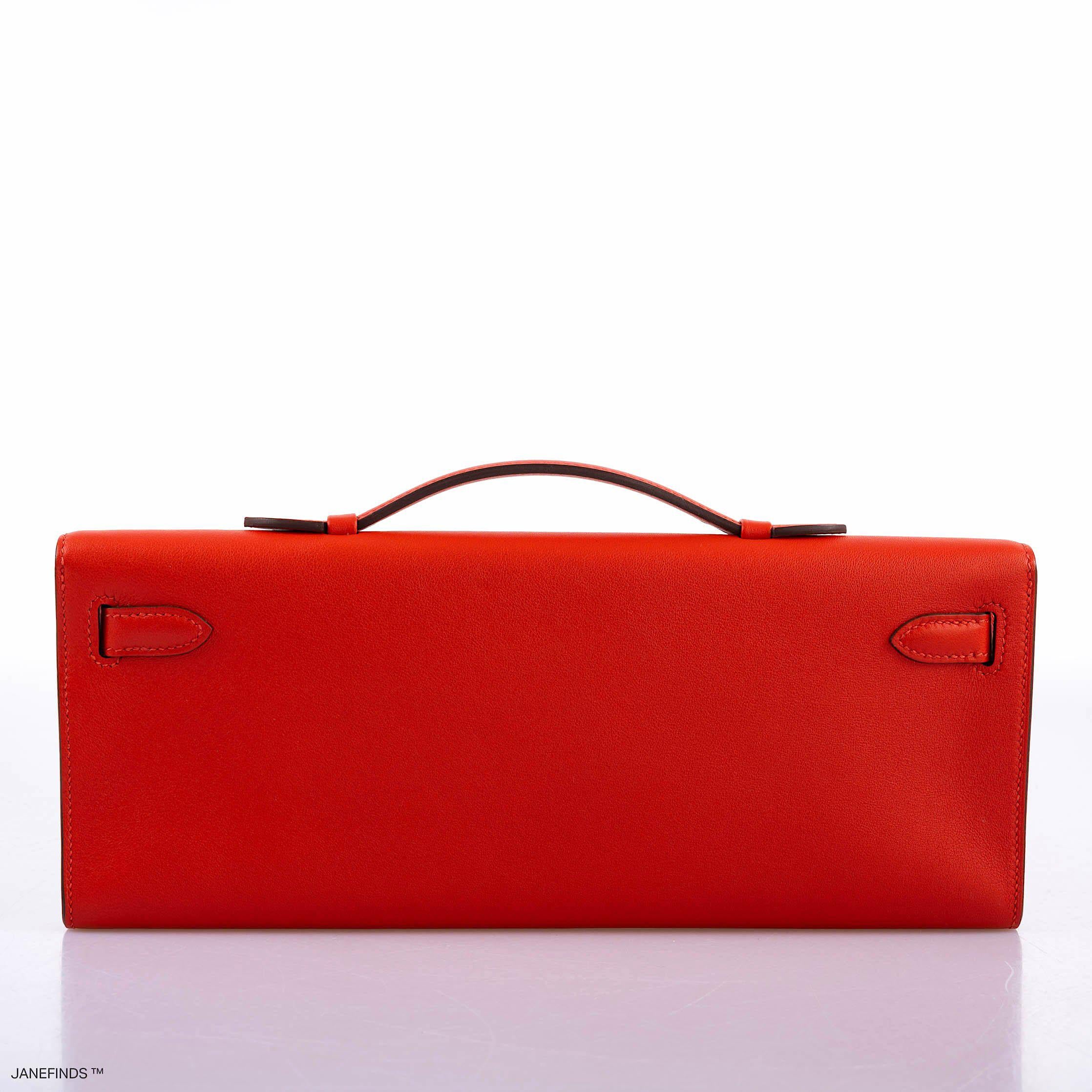 Hermès Kelly Cut Capucine Swift leather Palladium Hardware