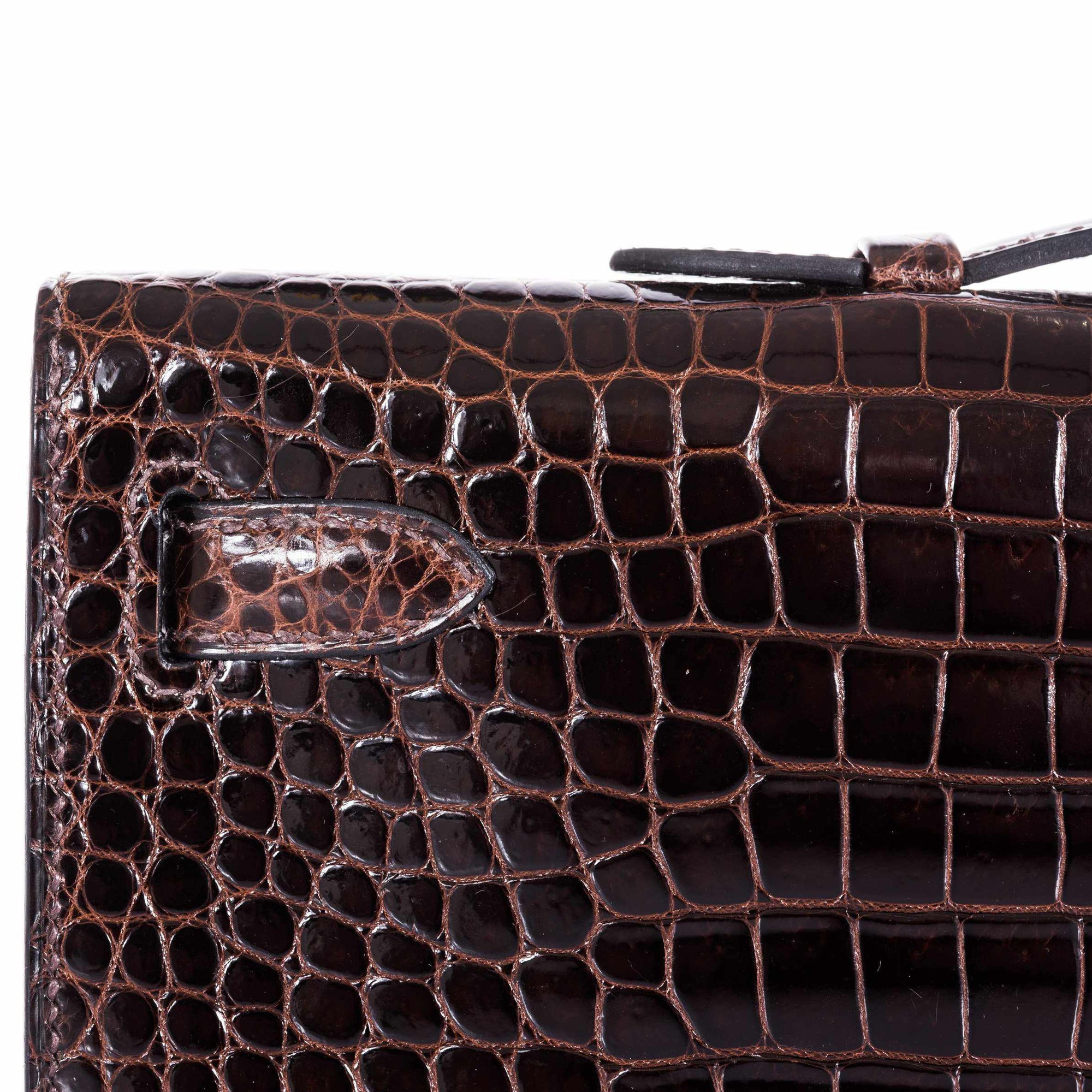 Hermès Kelly Cut Cocoan Alligator Porosus Crocodile Palladium Hardware