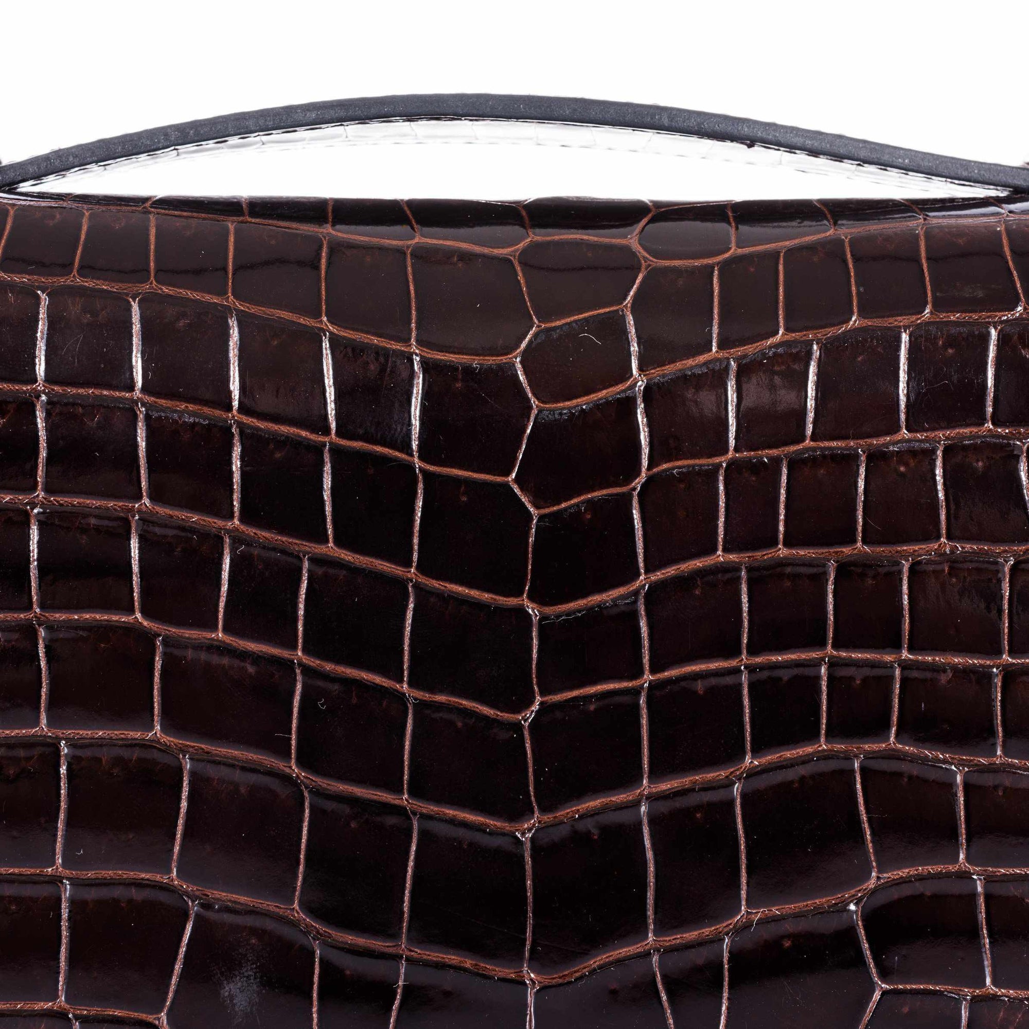 Hermès Kelly Cut Cocoan Alligator Porosus Crocodile Palladium Hardware
