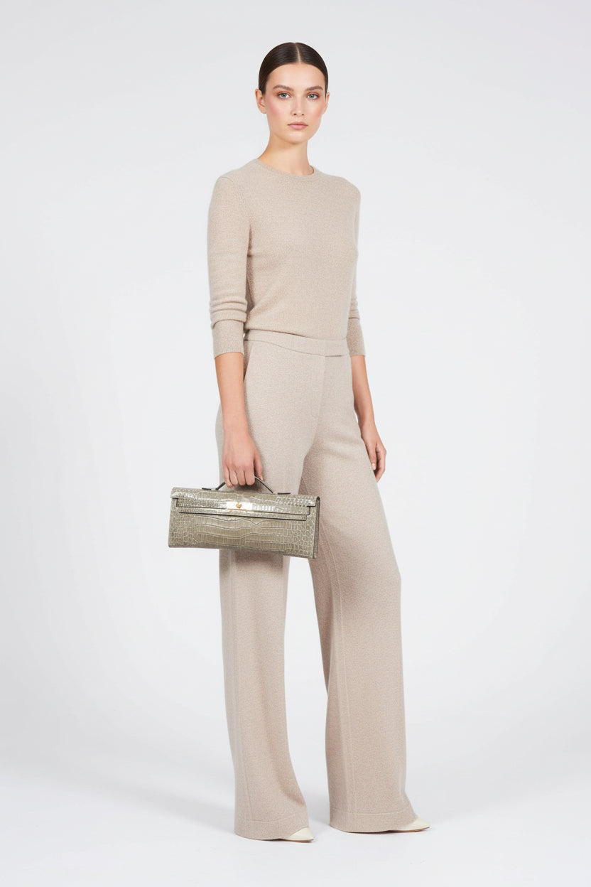 Hermès Kelly Cut Gris Tourterelle Porosus Crocodile Gold Hardware