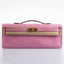 Hermès Kelly Cut Pochette 5P Bubblegum Pink Matte Porosus Crocodile Gold Hardware