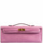 Hermès Kelly Cut Pochette 5P Bubblegum Pink Matte Porosus Crocodile Gold Hardware