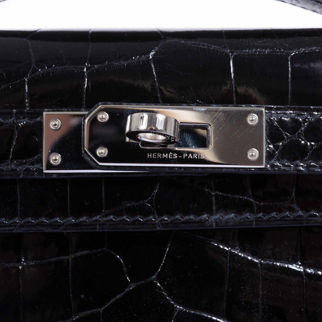 Hermès Kelly Cut Pochette Black Niloticus Crocodile Palladium Hardware ...