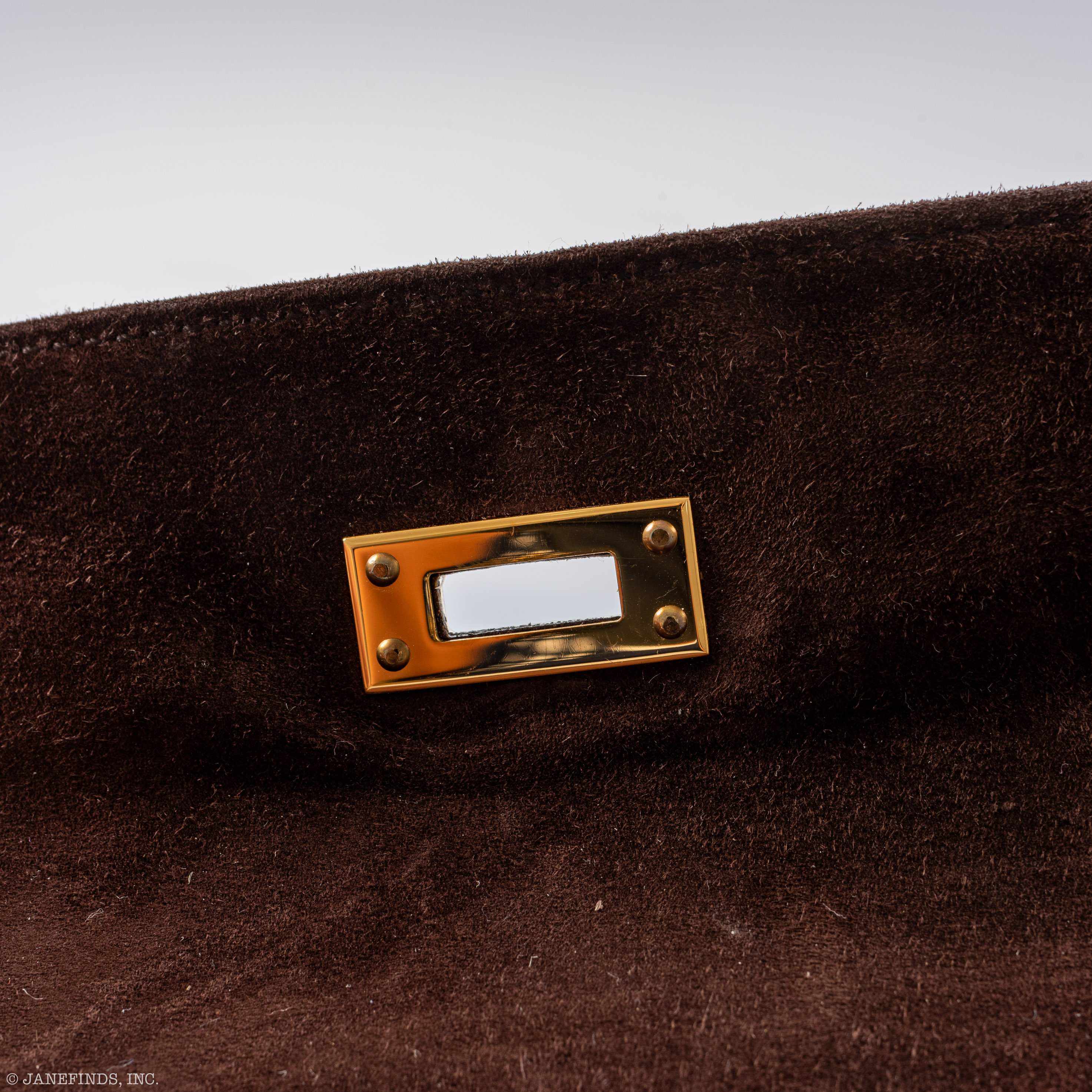 Hermès Kelly Cut Pochette Brown Veau Doblis Suede Gold Hardware