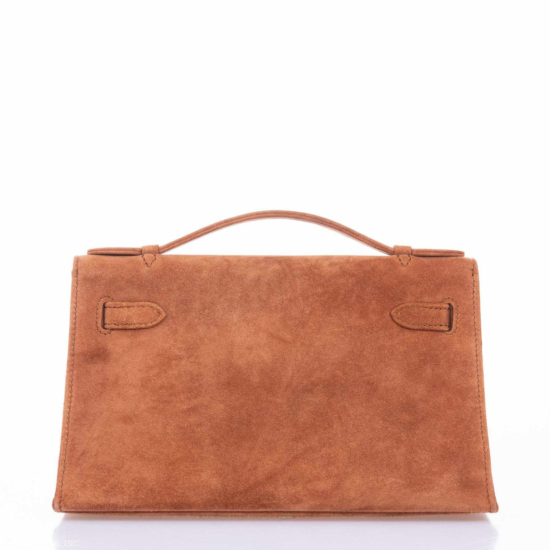 Hermès Kelly Cut Pochette Chocolate Suede Gold Hardware