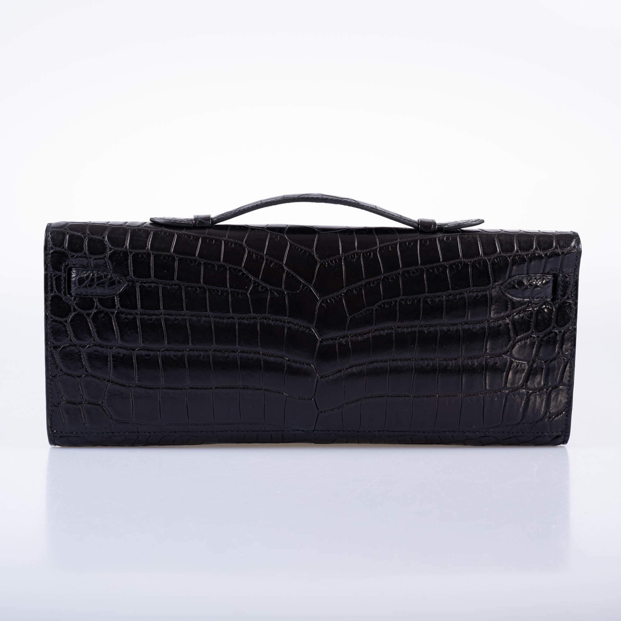 Hermès Kelly Cut SO BLACK Matte Nilo Crocodile with PVD Hardware