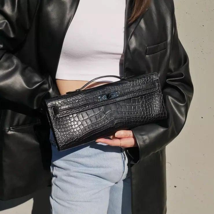 Hermès Kelly Cut So Black Matte Niloticus Crocodile PVD Hardware