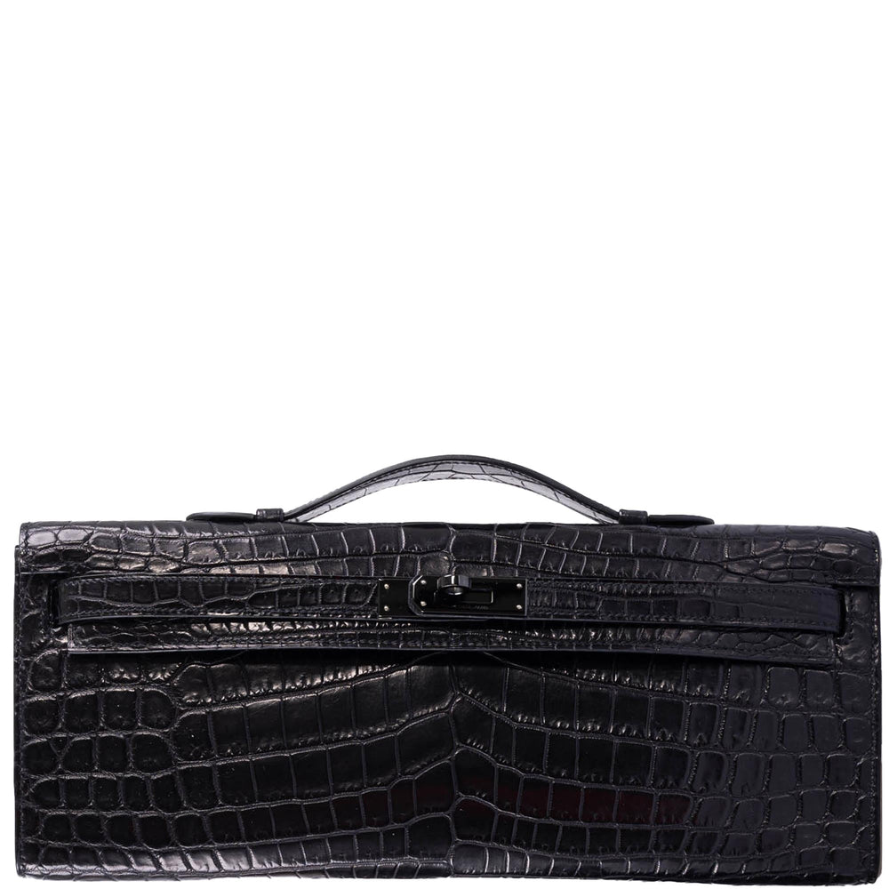 Hermès Kelly Cut So Black Matte Niloticus Crocodile PVD Hardware