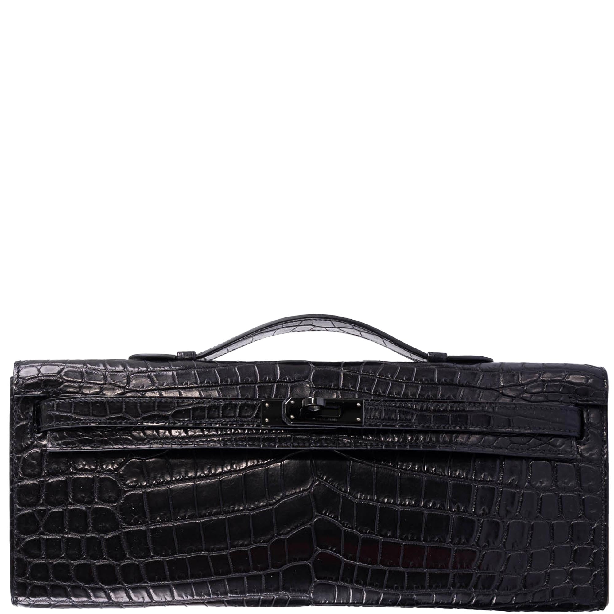 Hermès Kelly Cut So Black Matte Niloticus Crocodile PVD Hardware