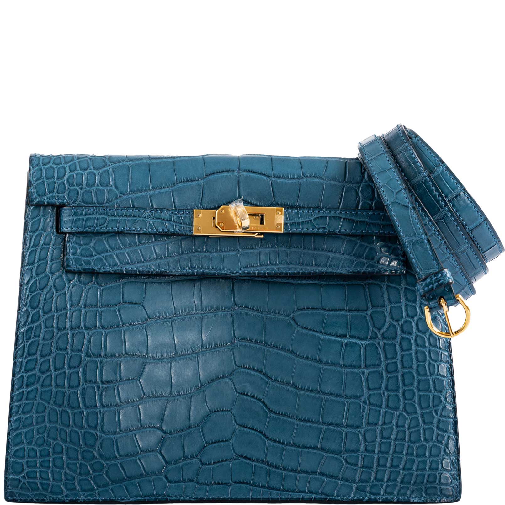 Hermès Kelly Danse Bleu Colvert Matte Alligator Mississippiensis Gold Hardware