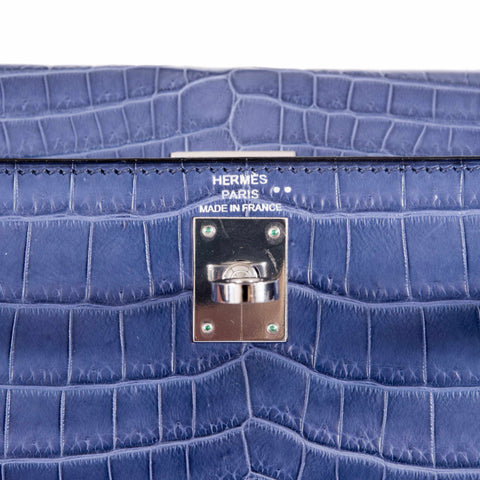 HERMES NEW Kelly Danse II Teal Blue Evercolor Leather Silver Waist Belt Bag  For Sale at 1stDibs