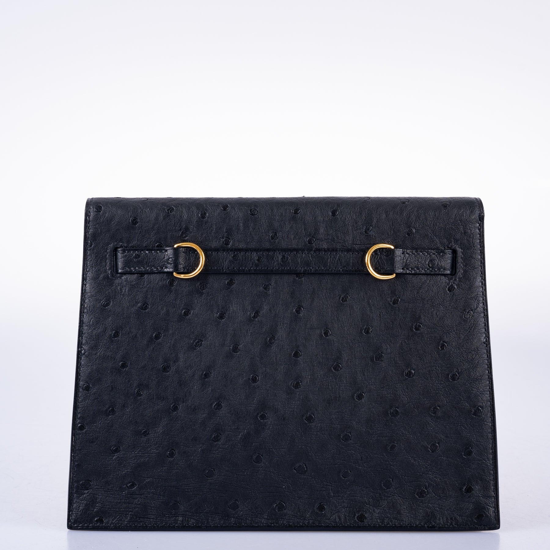 Hermès Kelly Danse II Black Ostrich with Gold Hardware
