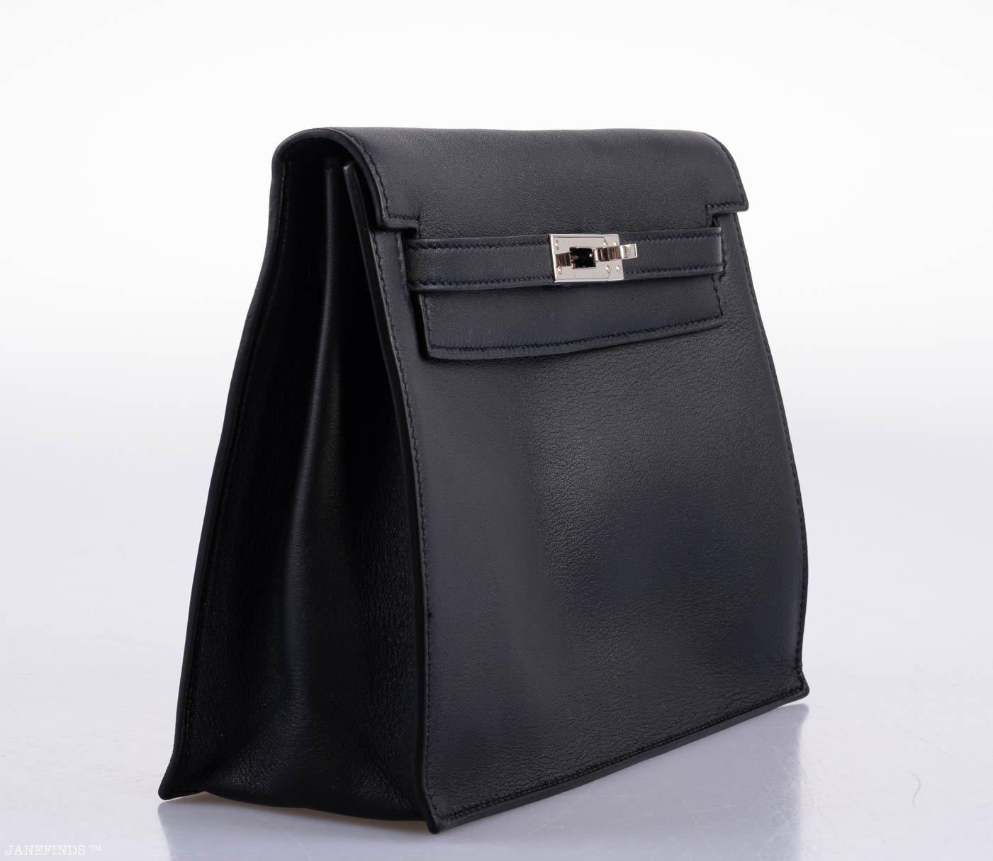 Hermès Kelly Danse II Black Swift Palladium Hardware