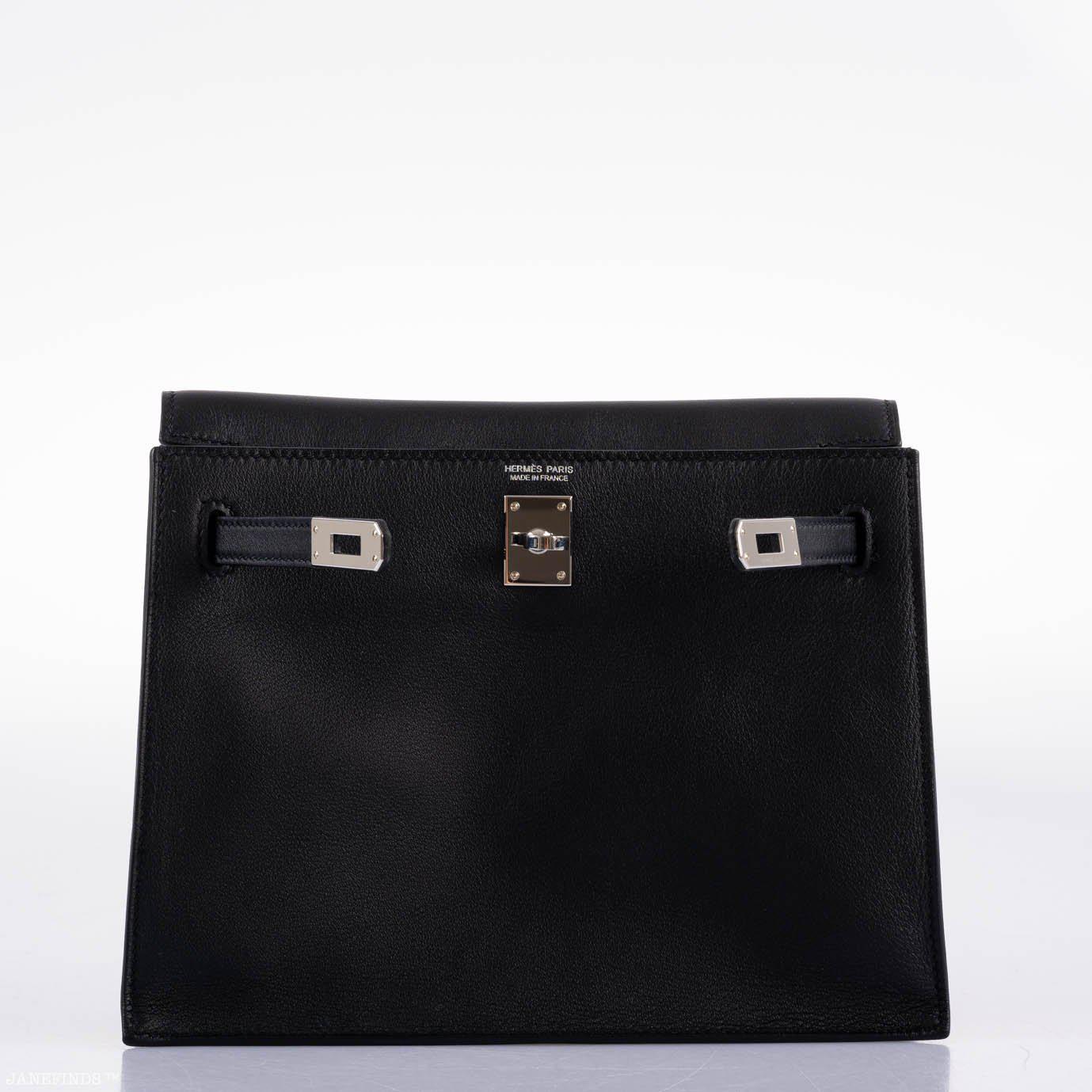 Hermès Kelly Danse II Black Swift Palladium Hardware