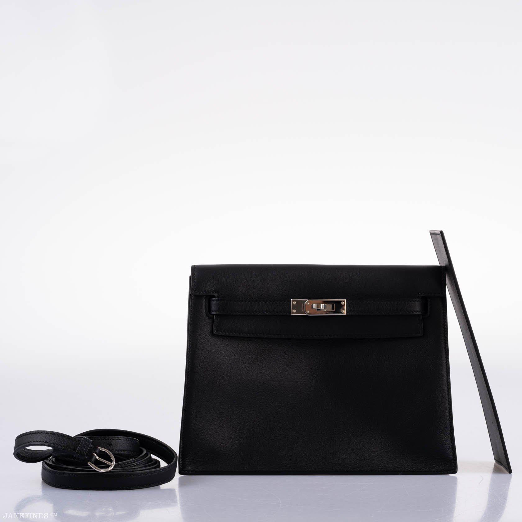 Hermès Kelly Danse II Black Swift Palladium Hardware