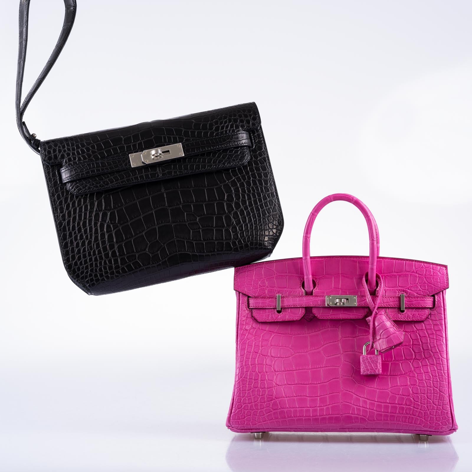 Hermès Kelly Dépêches 25 Pochette Black Matte Alligator Palladium Hardware