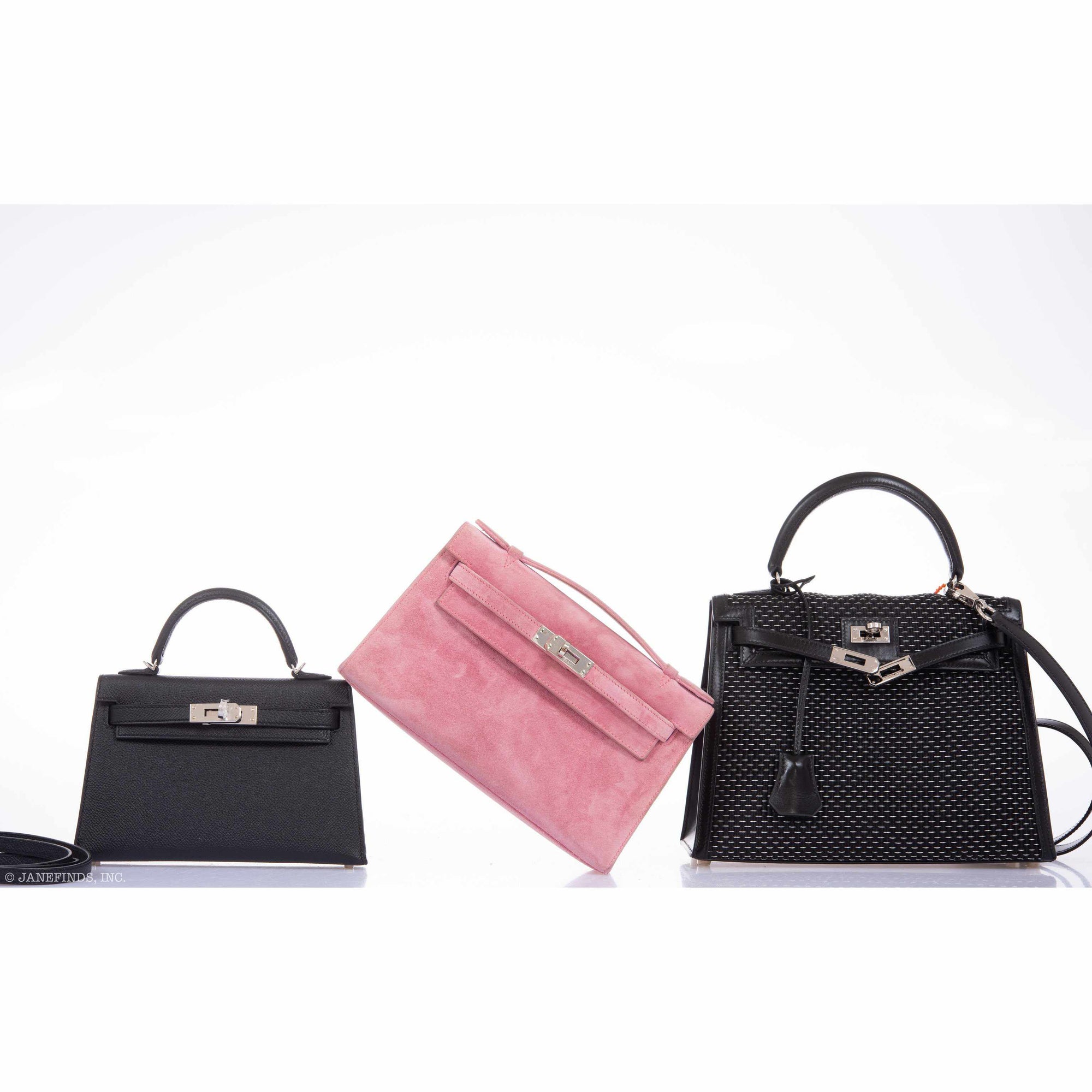 Hermès Kelly Doblis Mini Pochette Pink Suede Clutch