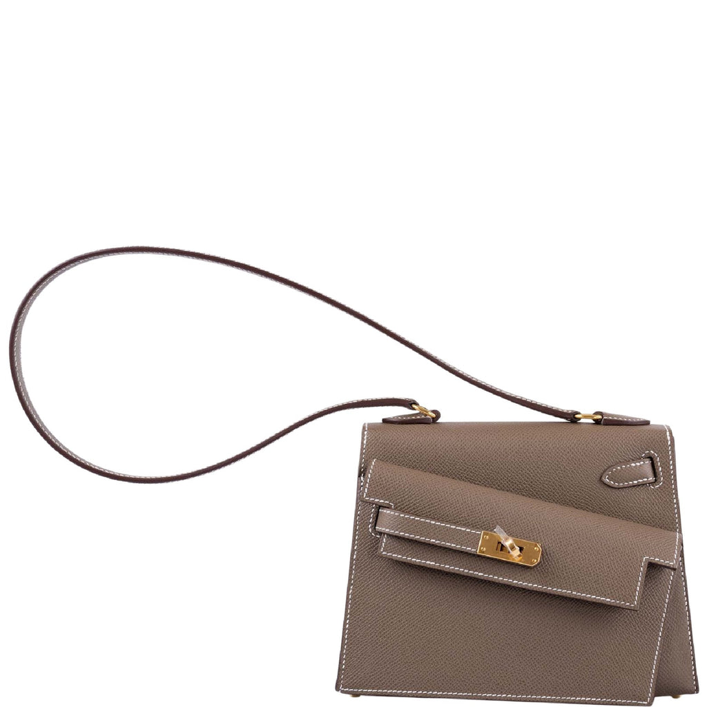 Hermes Kelly 25 Sellier Bag Etoupe Epsom Leather with Gold