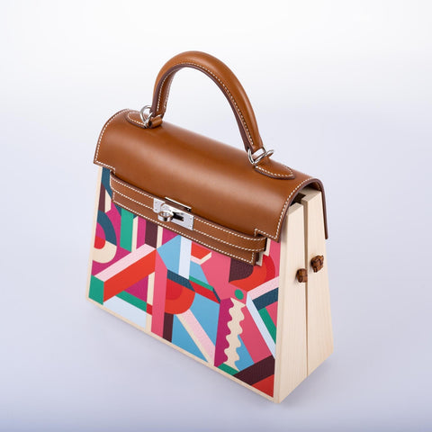 Hermes Limited Edition Kellywood 22 Bag in Wood with Aluminum and
