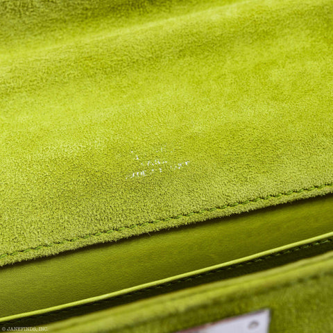 Hermès Kelly Longue Apple Green Suede Palladium Hardware