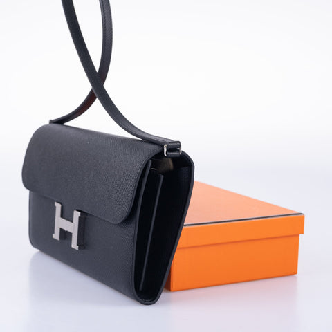 Hermès Kelly Longue Wallet Black Epsom Palladium Hardware