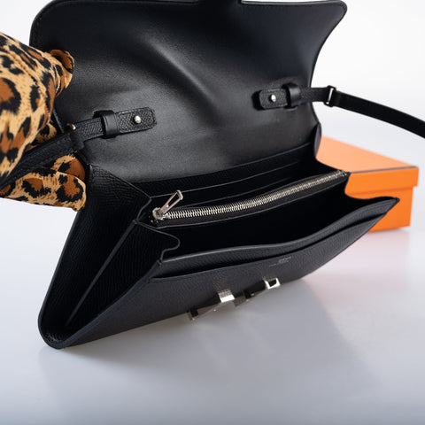 Hermès Kelly Longue Wallet Black Epsom Palladium Hardware