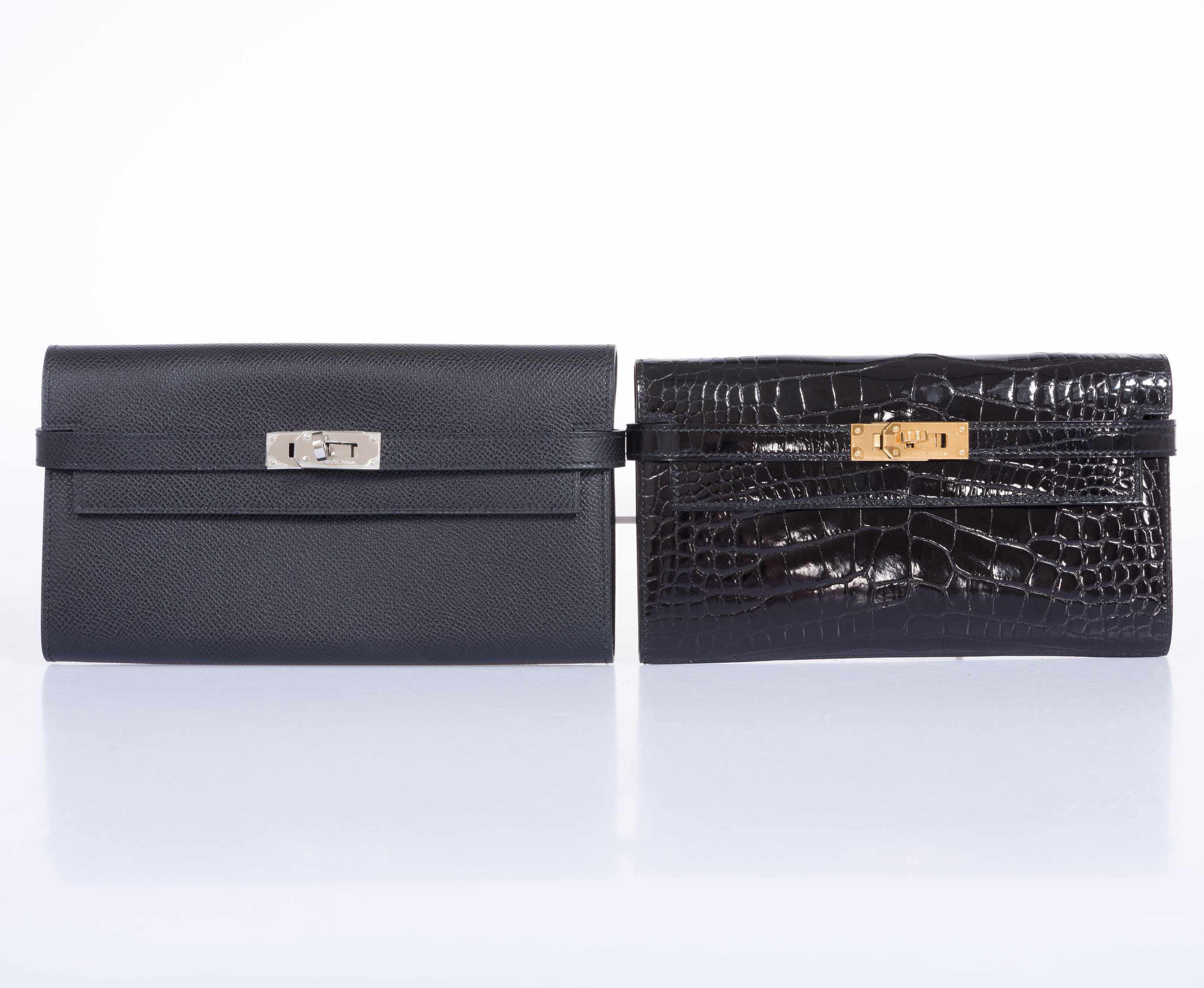 Hermès Kelly Longue Wallet Black Portefeuille Depliant Alligator