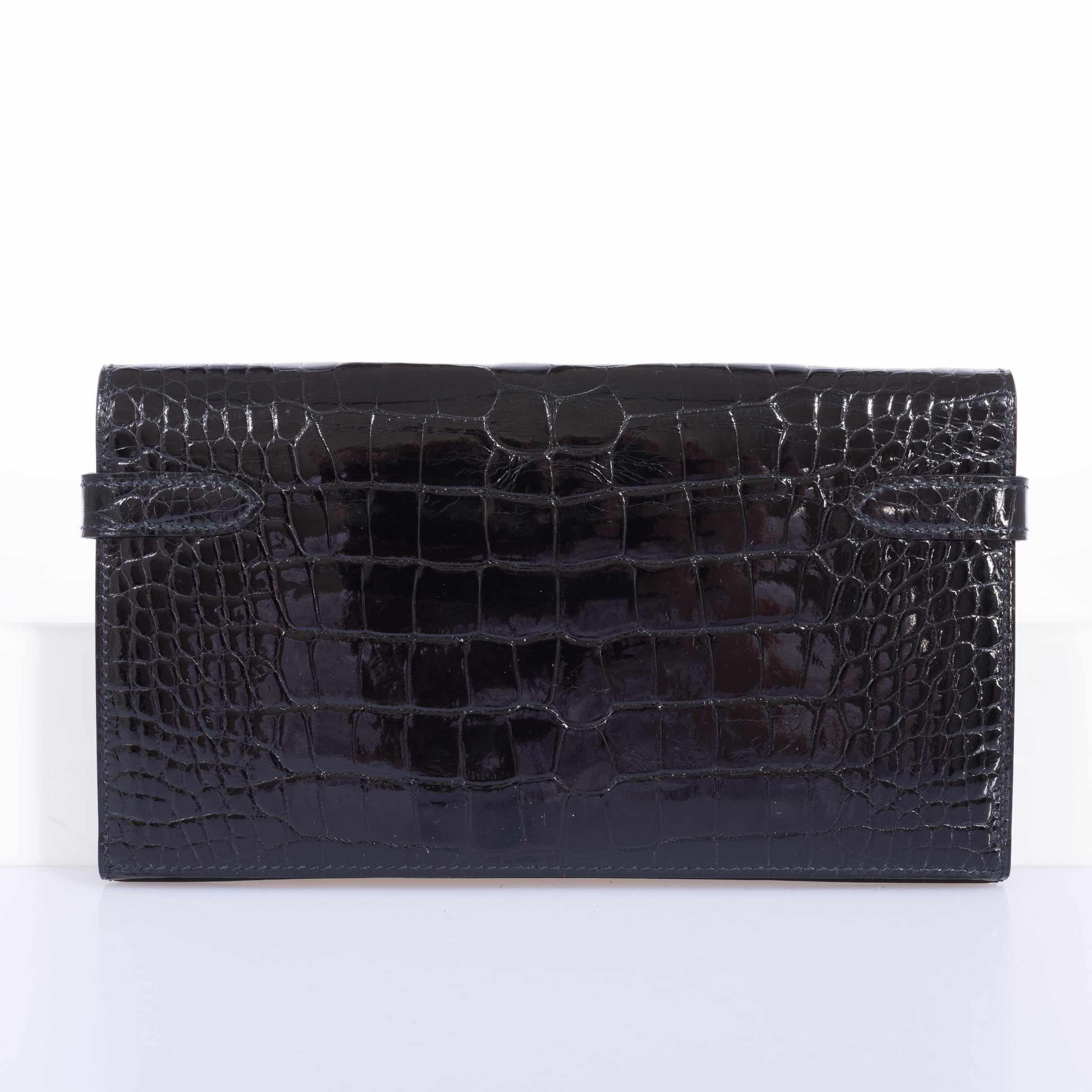 Hermès Kelly Longue Wallet Black Portefeuille Depliant Alligator