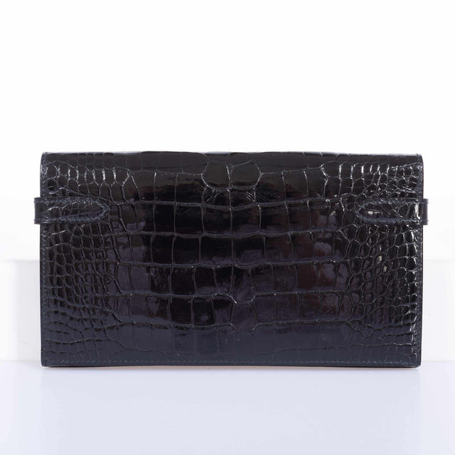 Hermès Kelly Longue Wallet Black Portefeuille Depliant Alligator ...