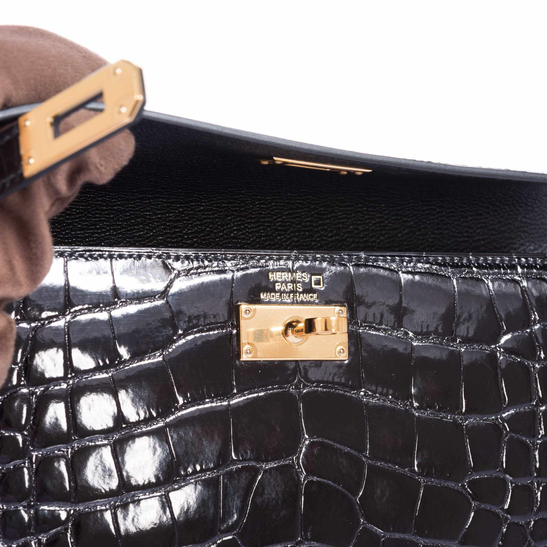 Hermès Kelly Longue Wallet Black Portefeuille Depliant Alligator
