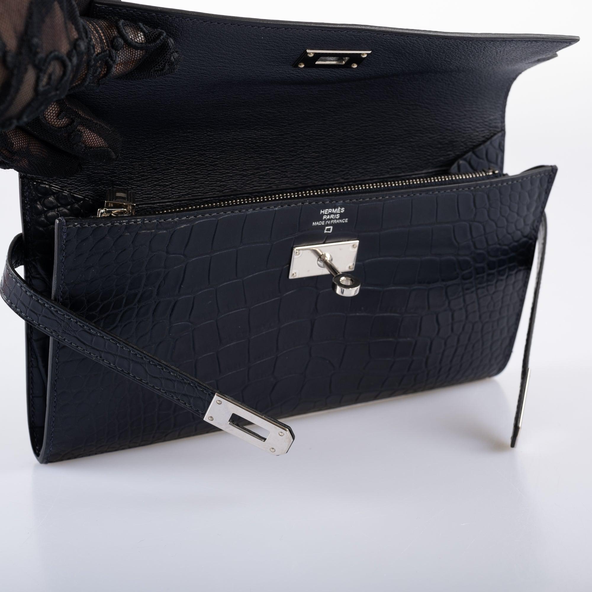 Hermès Kelly Longue Wallet Bleu Marine Matte Alligator Palladium Hardware