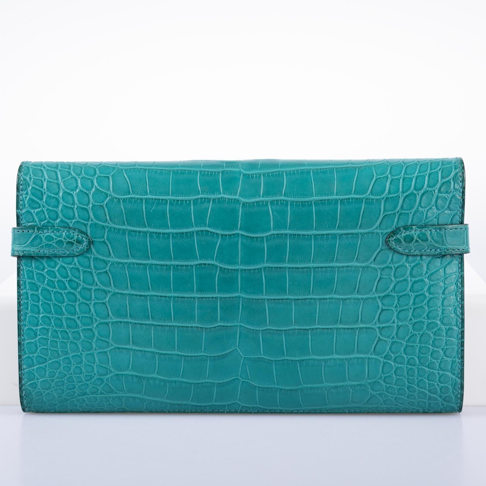 Hermès Kelly Longue Wallet Bleu Paon Matte Alligator Palladium Hardware
