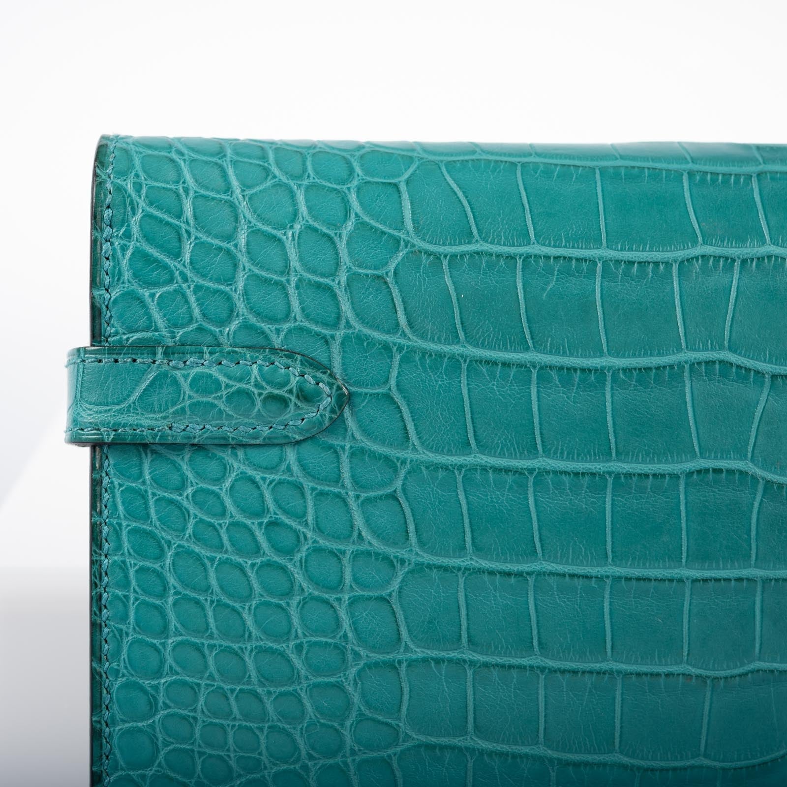 Hermès Kelly Longue Wallet Bleu Paon Matte Alligator Palladium Hardware
