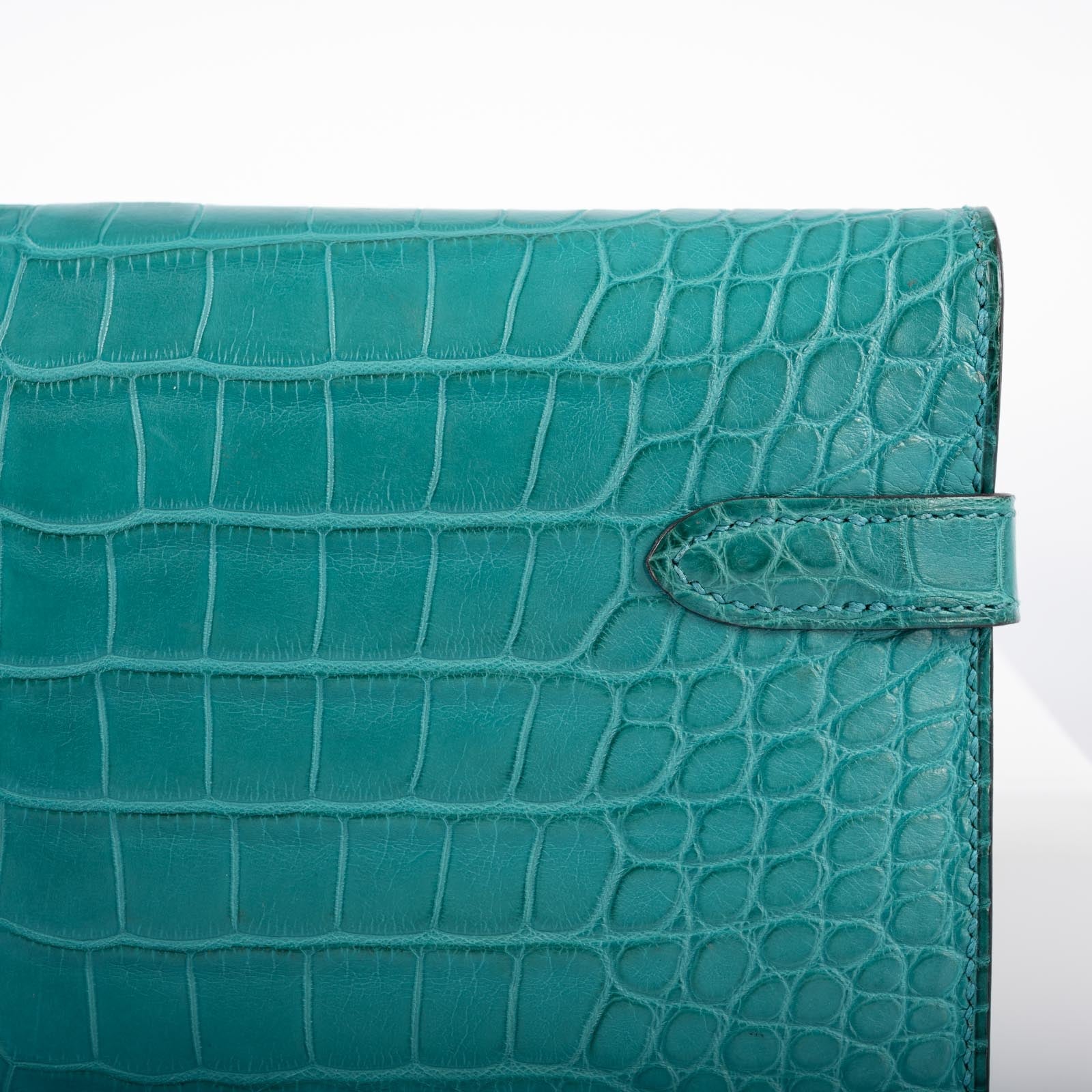Hermès Kelly Longue Wallet Bleu Paon Matte Alligator Palladium Hardware