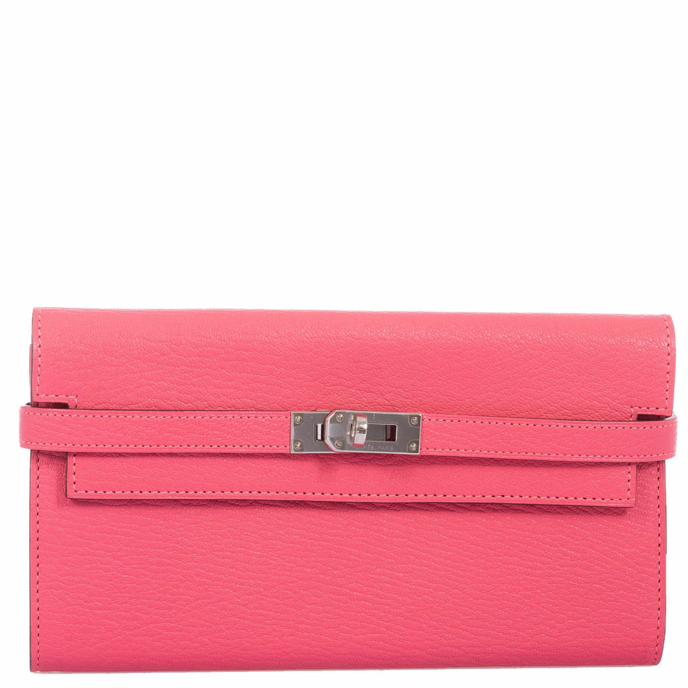Hermès Kelly Longue Wallet Rose Lipstick Chevre Palladium Hardware