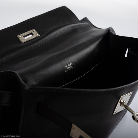 Hermès Kelly Mini Pochette Black Swift with Palladium Hardware - 2004, H Square