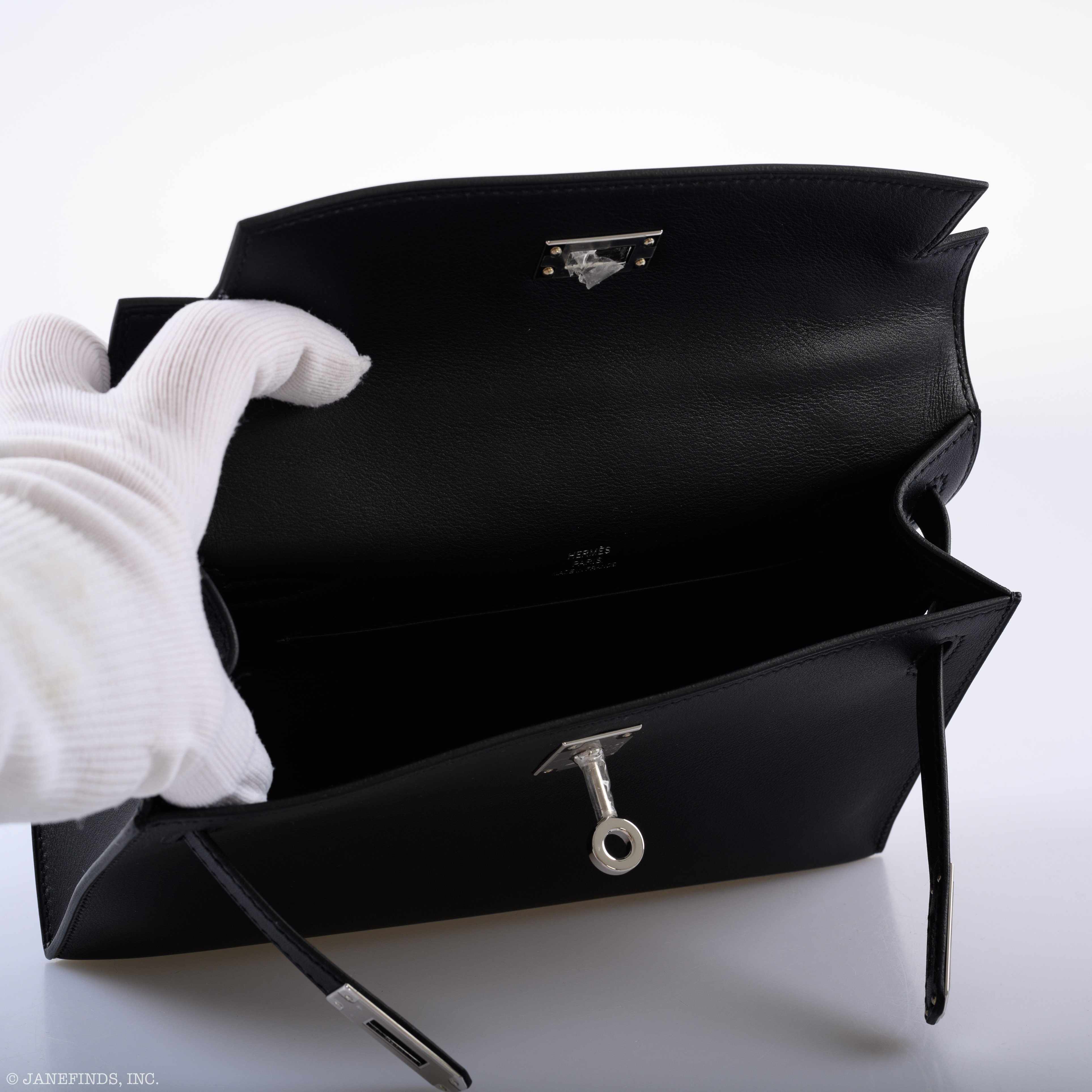 Hermès Kelly Mini Pochette Black Swift with Palladium Hardware