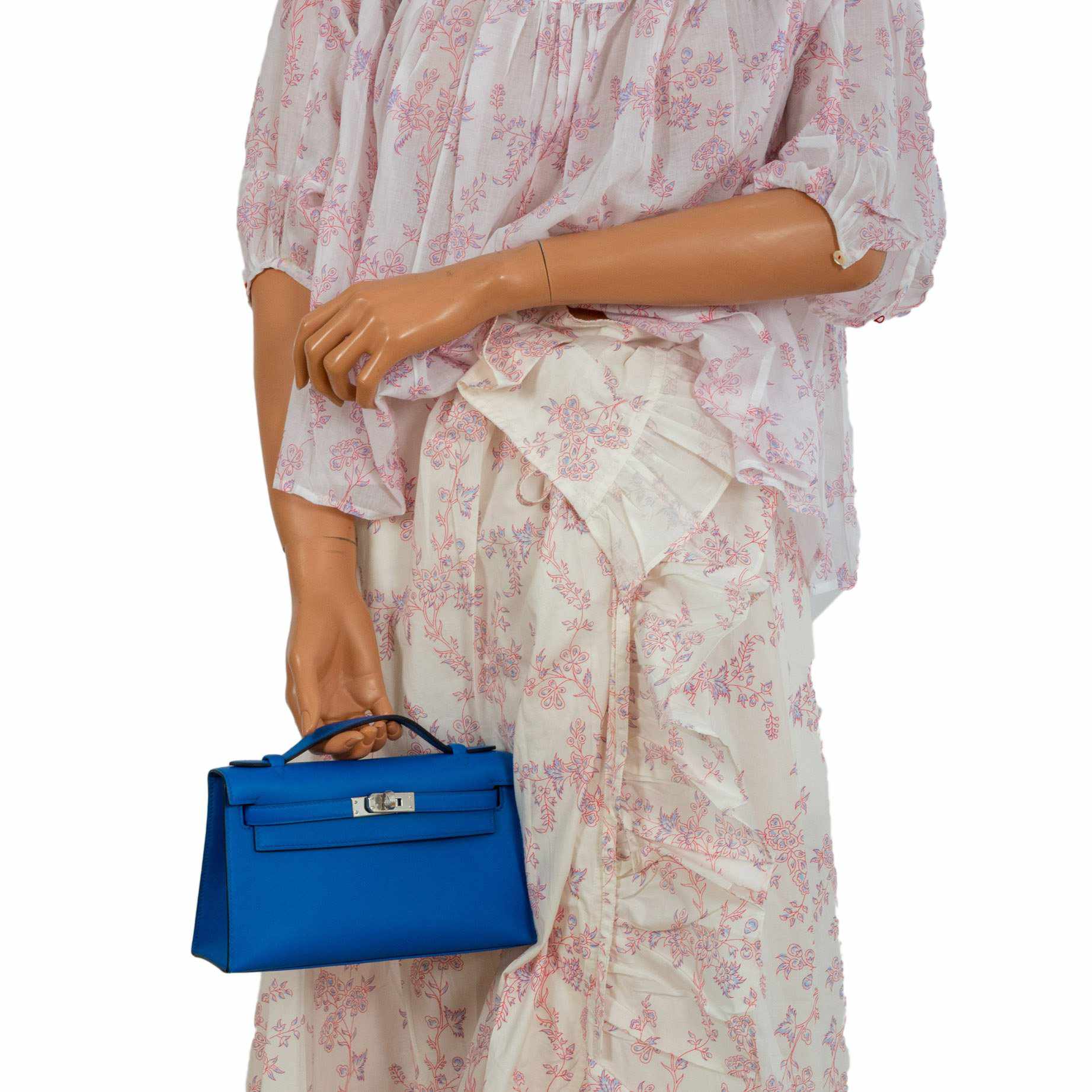 Hermès Kelly Mini Pochette Bleu Zellige Swift Palladium Hardware