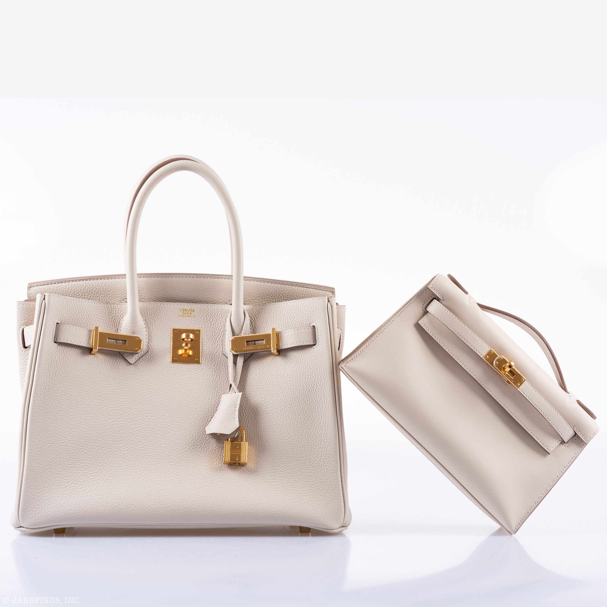 Hermès Kelly Mini Pochette Craie Swift Gold Hardware