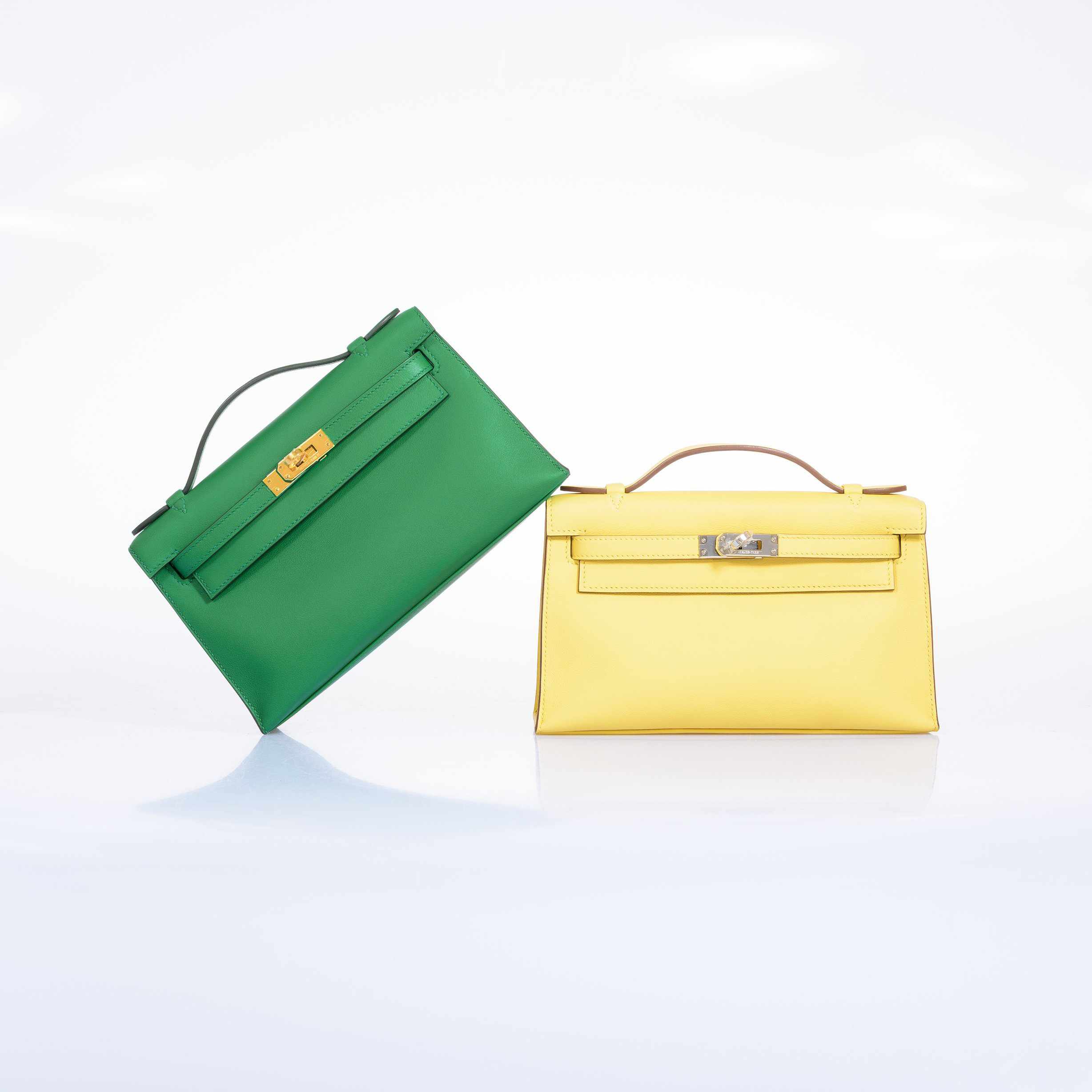 Hermès Kelly Mini Pochette Jaune Poussin Swift Palladium Hardware