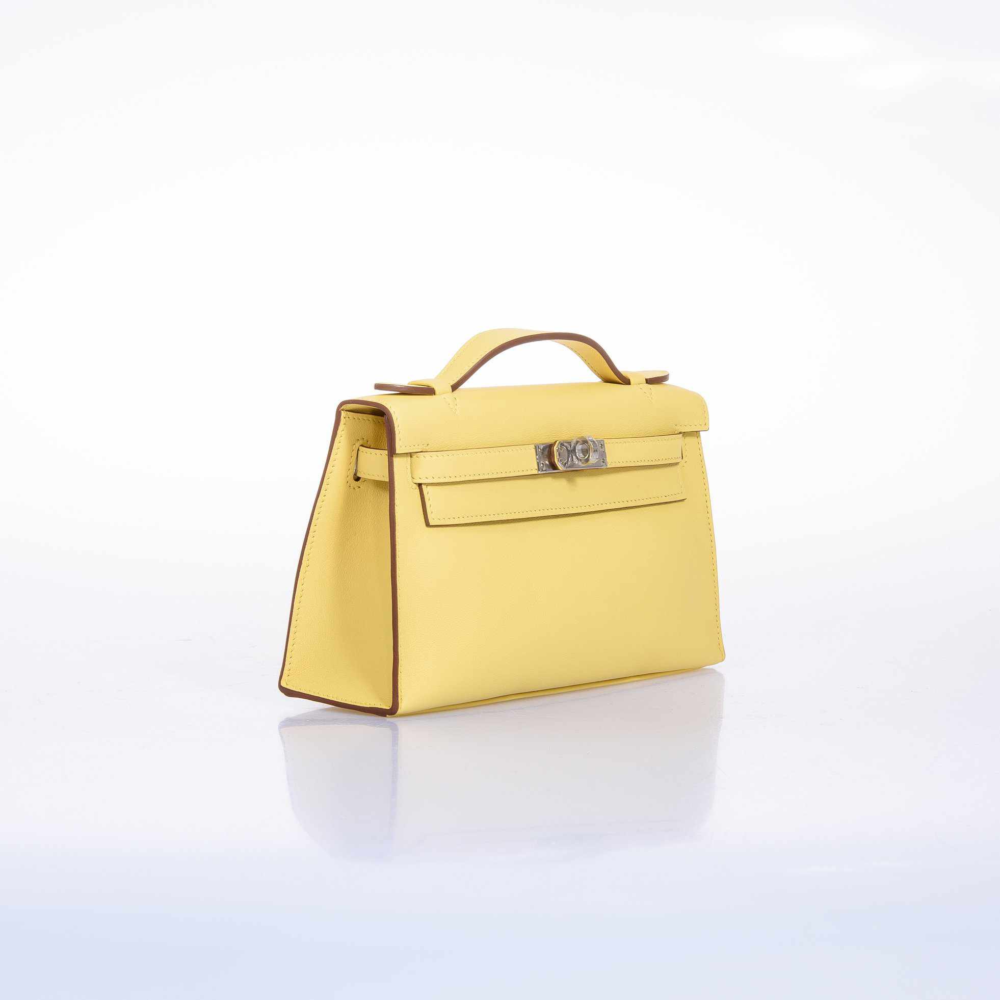 Hermès Kelly Mini Pochette Jaune Poussin Swift Palladium Hardware