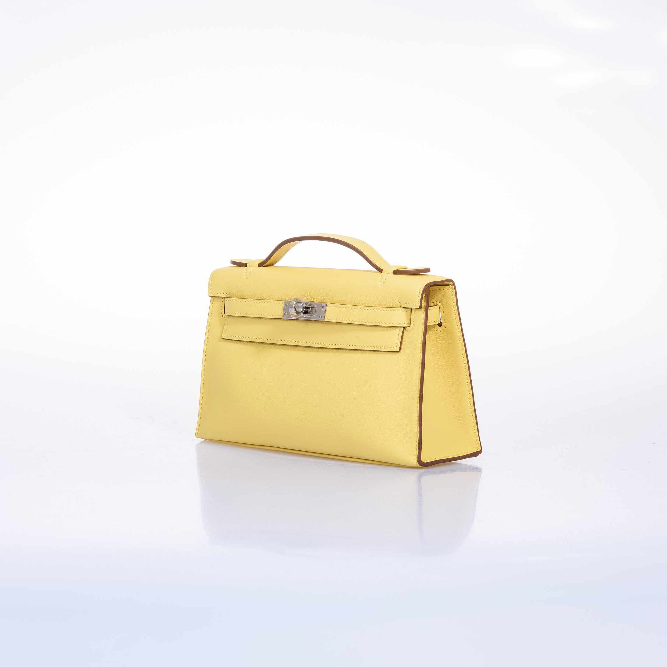 Hermès Kelly Mini Pochette Jaune Poussin Swift Palladium Hardware