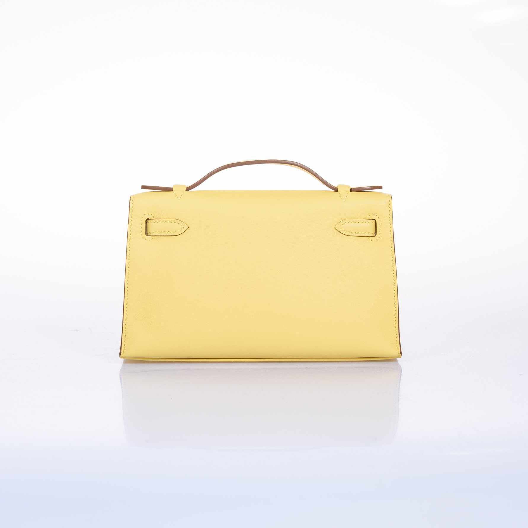 Hermès Kelly Mini Pochette Jaune Poussin Swift Palladium Hardware