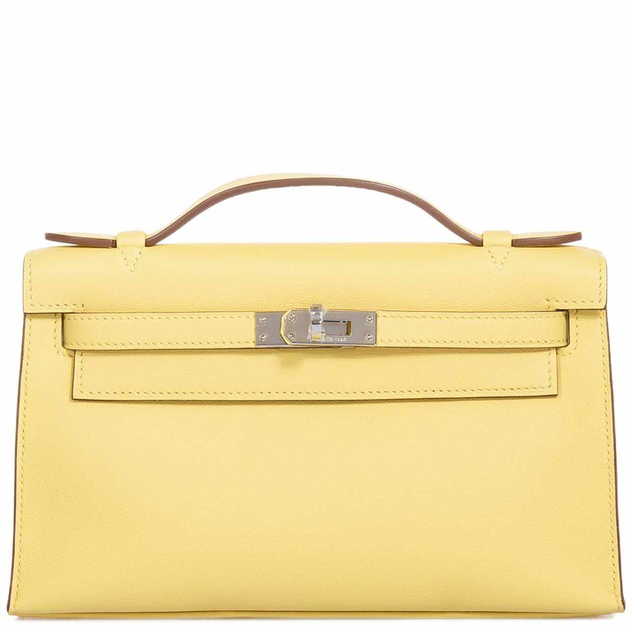 Hermès Kelly Mini Pochette Jaune Poussin Swift Palladium Hardware